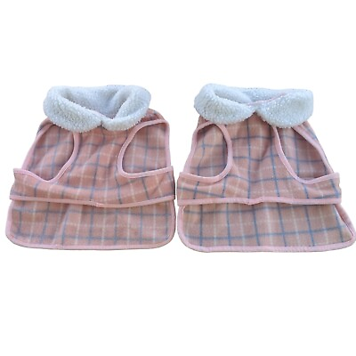 #ad Set Of 2 Winter Dog Coat Pink Plaid Sherpa Collar Warm Cozy Soft Large Breed $14.95