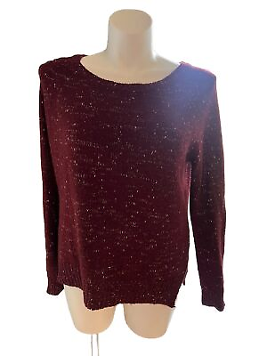 #ad Market amp; Spruce Maroon Crew Neck Woven Pullover Sweater Size XL $8.99