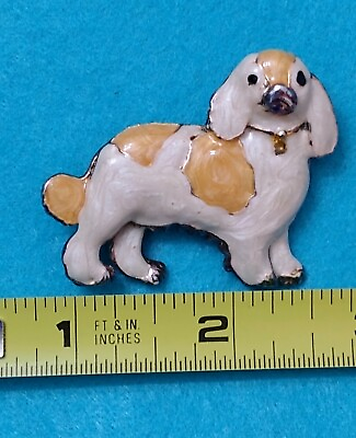 #ad Vintage Enamel Painted Dog Pin Possibly Cocker Spaniel Dog Breed Novelty Fashion $16.97