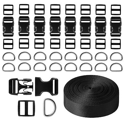 #ad Plastic Buckle 1 Inch Quick Side Release Buckle 8 PCS Nylon Webbing Straps 9... $20.76