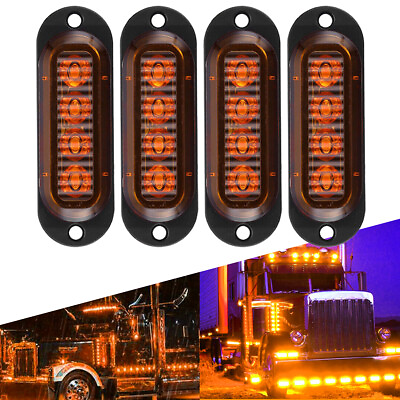 #ad 4pcs LED Clearance Lights Side Marker Lamps Amber For Trailer Truck RV 12V 24V $12.49