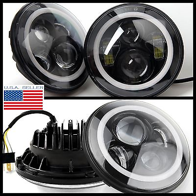 #ad NEW PAIR 7quot; Round CREE LED Projector Headlights Jeep Wrangler Harley Davidson $90.99