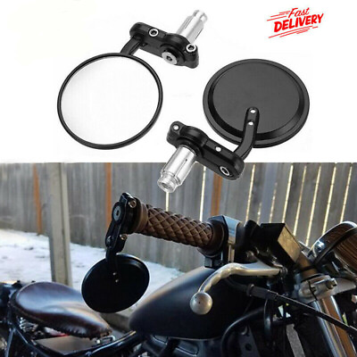 #ad Pair Motorcycle Handlebars End Mirrors Side View Motorbikes 7 8quot; 22mm Cafe Racer $17.68