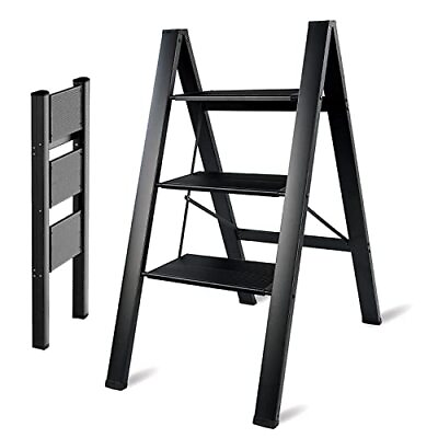 #ad 3 Step LadderFolding Step Stool Foldable Ladders Aluminum Lightweight Step S... $86.48