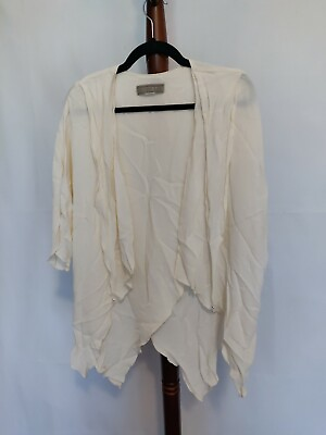#ad Dinah Lee women#x27;s size M? cardigan ivory color layered SS open front beads $19.95