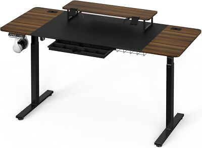 #ad 62 Inch Extra Large Electric Height Adjustable Standing Desk with Monitor Riser $217.22