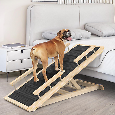#ad Dog Ramp for Couch Bed or Car Wooden 44quot; Long Pet Stairs for Small amp; Large Old $159.22