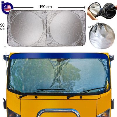 Folding Jumbo Extra Large Car Window Sun Shade Truck Van Visor Windshield Cover $9.97