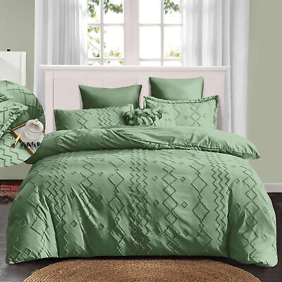 #ad Shatex Green Stripe Boho Comforter Set Twin Queen King Size Geometric Pillowsham $42.55