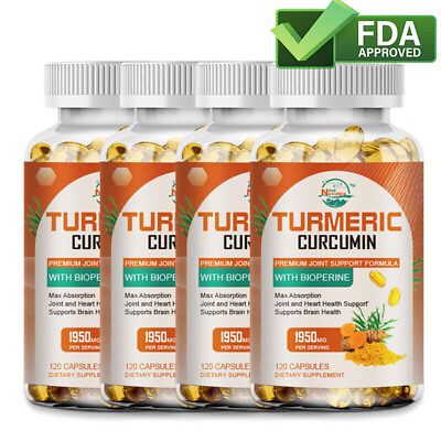 #ad 120Pills Turmeric Curcumin with Bioperine Ultra High Absorption amp; Potency 1950mg $12.99