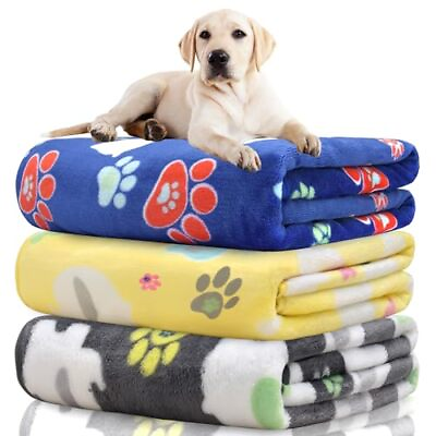 #ad Dog Blankets for Large Dogs1 Pack 3 Dogs Large41x31inch Grey Blue Yellow $38.16