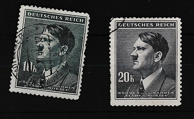 #ad Bohemia amp; Moravia Adolf Hitler 2 stamps 1942 GBP 1.25