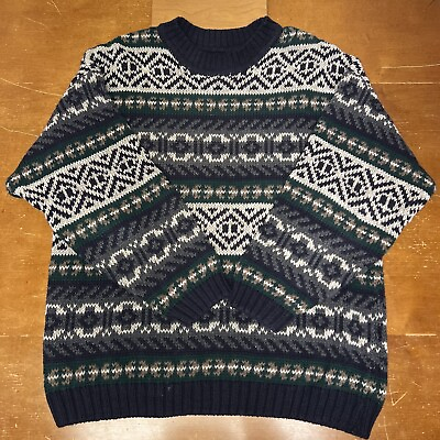 #ad Vintage Abercrombie Big Sweater Mens Large Pullover Knit Heavyweight Nordic $59.95