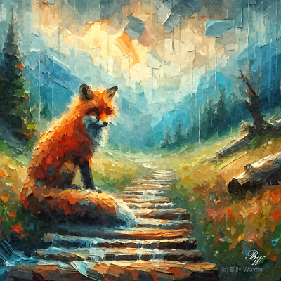 #ad Abstract Oil Texture Lonely Red Fox $31.99
