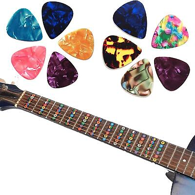 #ad 2x Guitar Fretboard Note Decals with 10Pcs Guitar Picks Guitar Note Stickers for $7.77
