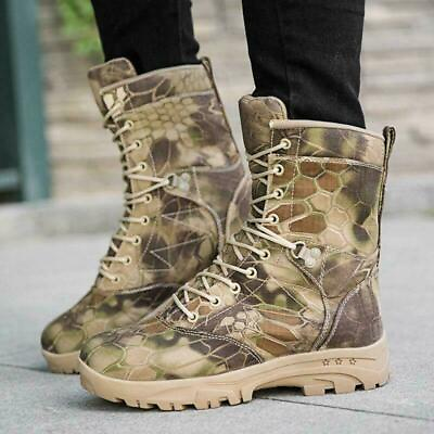 #ad Mens Army High Top Camo Mid Calf Boots Lace up Outdoor Military Shoes hot 0107 $42.49