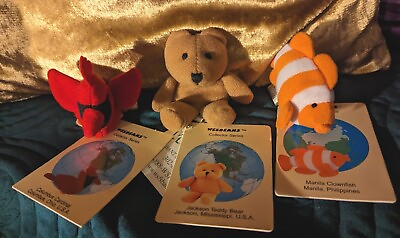 #ad Weebeans Collector 1997 Key Chain Lot Plush Collectible Cardinal Bear Clownfish $13.00