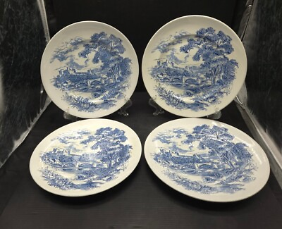 #ad Enoch Wedgwood Tungstal Countryside 10quot; Dinner Plates Set Of 4 $19.95