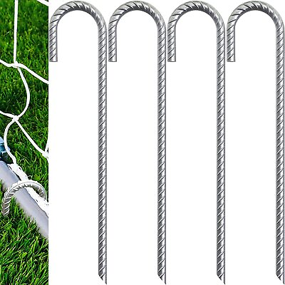 #ad 12 inch Galvanized Rebar Stakes Heavy Duty J Hook Tent Stakes Ground $11.99