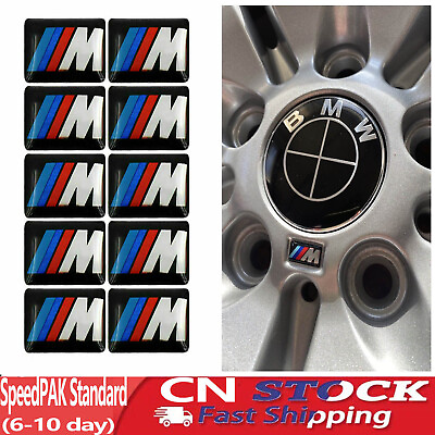 #ad 10 Pcs Set Fit For BMW M 3D Sticker Set Rims Wheels Badge Emblem 2023 New $11.99