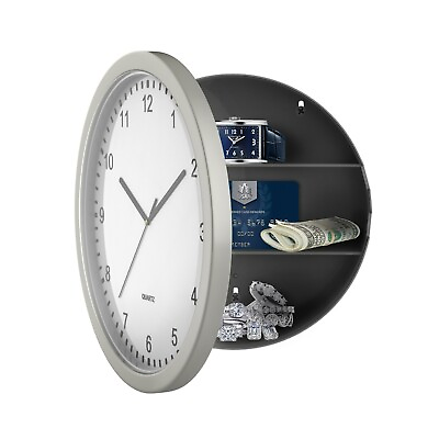 Wall Clock With Hidden Safe Compartment Secret Storage Valuables Cash Box $12.83