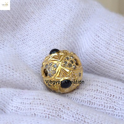 #ad Pave Diamond Finding Ball Beads Gold Plated Sapphire Jewelry 925 Silver Beads $118.38