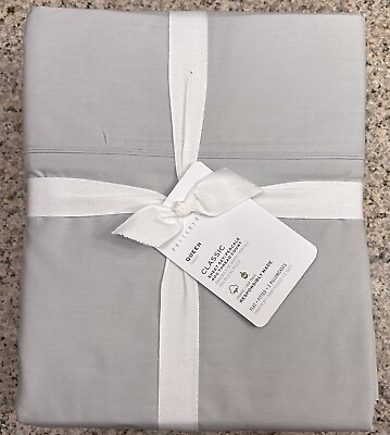 #ad POTTERY BARN CLASSIC 400 TC PERCALE Queen SHEET SET IN GREY NEW $89.00