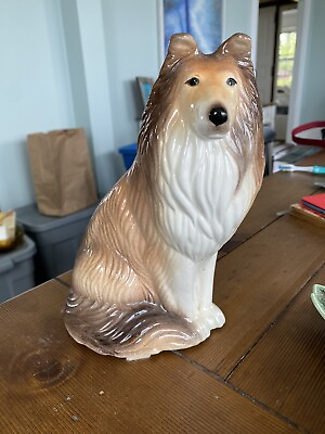 Vintage Ceramic Collie Dog Large Figurine $16.00