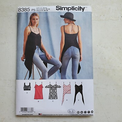 #ad Simplicity 8385 Top Spaghetti Strap Knit Bralette Racer Back Miss 12 20 UNCUT $6.99