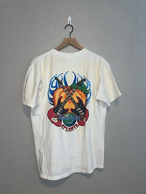 #ad 90s Vintage HRC Hard Rock Cafe Atlanta Peach Flames Shirt VTG 1990s L $30.00