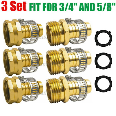 #ad 3 4quot; 5 8quot; Garden Water Hose Connector Repair Mender Kit Ends Fittings Clamp Alu $8.99