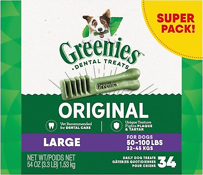 #ad GREENIES Original Large Dog Natural Dental Treats 54 Oz 34 Count $41.79