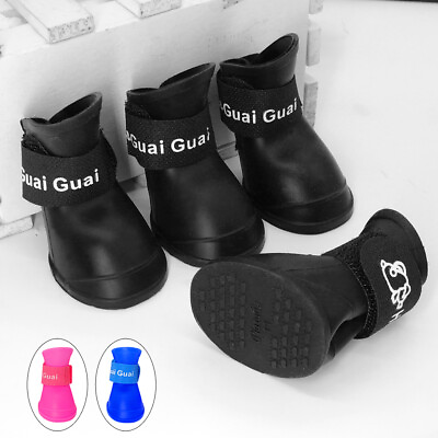 Rubber Dog Shoes Waterproof for Small Dogs Puppy Anti Slip Rain Boots Chihuahua $9.49