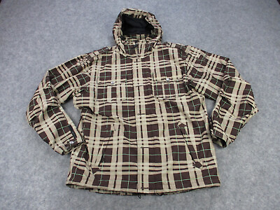 #ad Sessions Jacket Mens Medium Brown Beige Terrain Recco Hoodie Ear Muffs Snow Coat $27.96