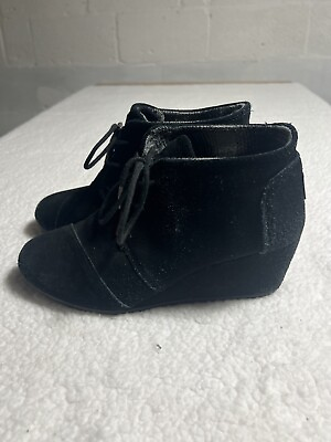 #ad Toms size 9.5 Misses Black Wedge Booties Suede $13.95