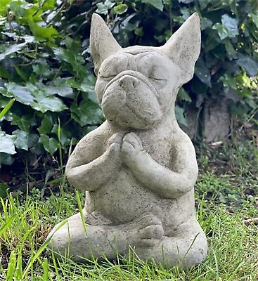 #ad Bulldog Figurine Sitting Resin Craft Ornament Meditation Dog Decor Statue Gift $9.49