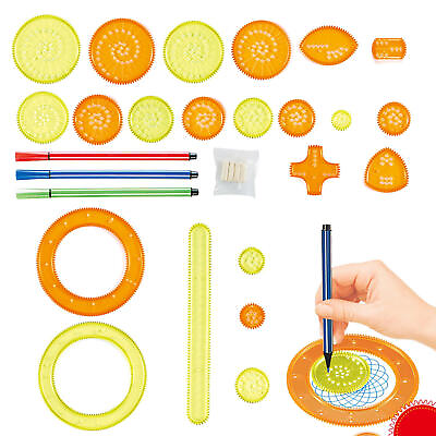 #ad 27pcs Magic Ruler Kaleidoscope Painting Set Ruler Drawing Toy Christmas Gift $12.63