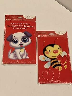 #ad NEW Lot of 2 Valentine’s Day Cards for Kids Packs of 6 Bumble Bee Puppy Dog $7.00