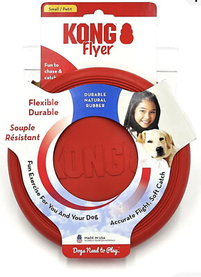 #ad KONG Flexible Flyer Durable Rubber Small 7.5 Inch Frisbee Dog Fetch Toy $13.00