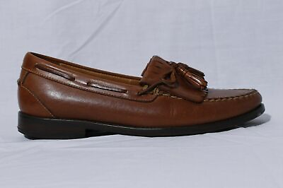 #ad Johnston amp; Murphy Men#x27;s Brown Leather Tassel Kiltie Loafer Dress Shoes US 9N $14.96