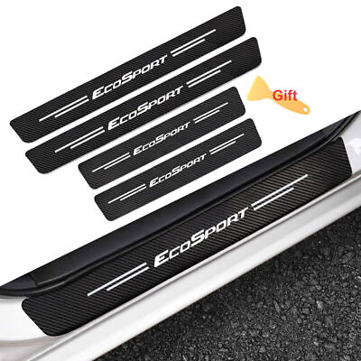 #ad 4x For Ford Ecosport Car Door Sill Carbon Fiber Plate Protector Step Cover $9.49