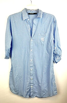 #ad Ralph Lauren Women’s Blue Long Sleeve Button Down Top Size Small Small Stain $17.64