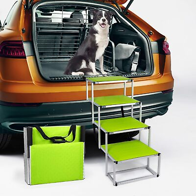 #ad Dog Car Ramp for Large Dogs Extra Wide Aluminum Foldable Dog Stairs for Car... $112.30