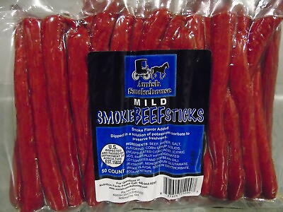 #ad Amish Smokehouse Beef Smokie#x27;s Mild 50 Count Bulk Sticks $31.00