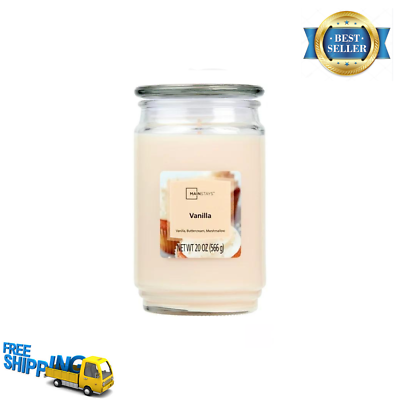 #ad Vanilla Scented Single Wick Large Glass Jar Candle 20 oz Pack of 1 Beige $9.99