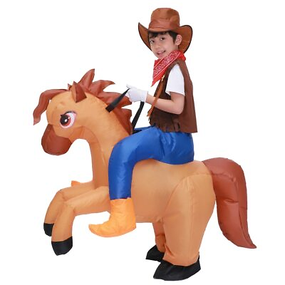 #ad Kids Child Inflatable Horse Costume Girls Boys Cowboy Ride Horse Funny Disfraces $32.98