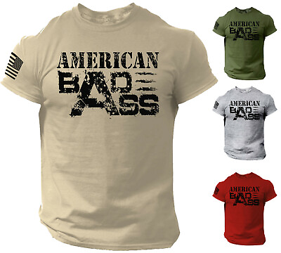 #ad American Badass Funny Patriotic T shirt Soft Style Cotton Tee $15.90