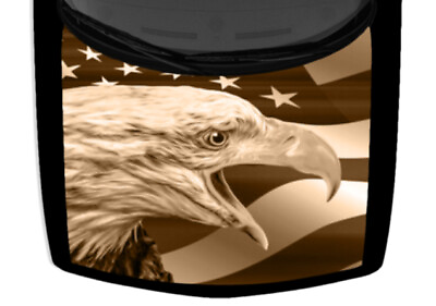 #ad Patriotic Bald Eagle Beige Flag USA US Truck Hood Wrap Vinyl Car Graphic Decal $215.68