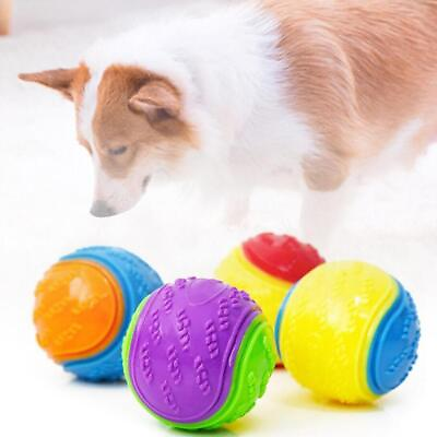 #ad New Dog Squeaky Toys Balls Rubber Durable Bouncy Chew Ball Puppy Play Outdoor $7.93
