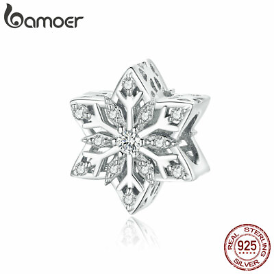 #ad BAMOER S925 Sterling silver Charm Pave CZ Shiny Snowflakes For European Bracelet $11.44